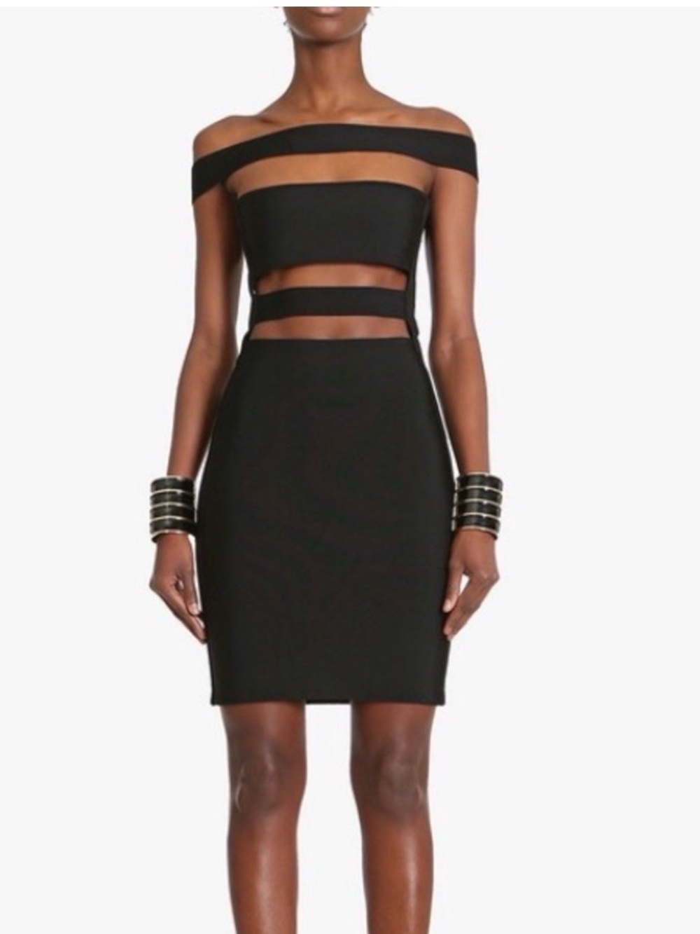 Off-Shoulder Black Cutout Mini Dress